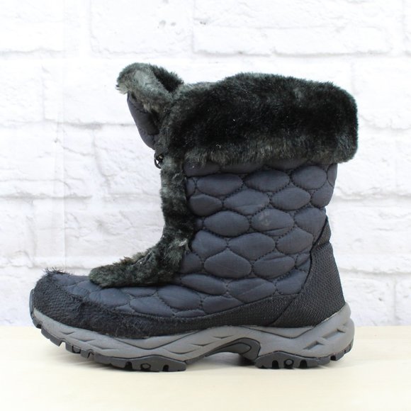 LL Bean Blue Quilted Faux Fur Lined Mid Calf Winter Snow Boots 8 M - Picture 2 of 9
